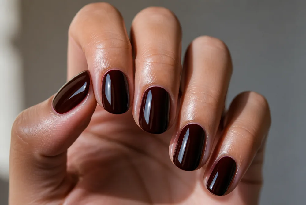 blackened cherry dark red winter nails 2026 - PolishedAndPrettyNails.com blackened cherry dark red winter nails 2026