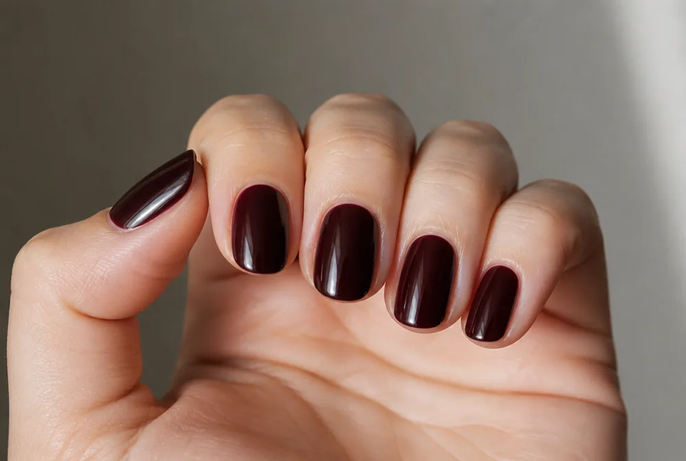 blackened cherry nails for a winter wedding - PolishedAndPrettyNails.com blackened cherry nails for a winter wedding