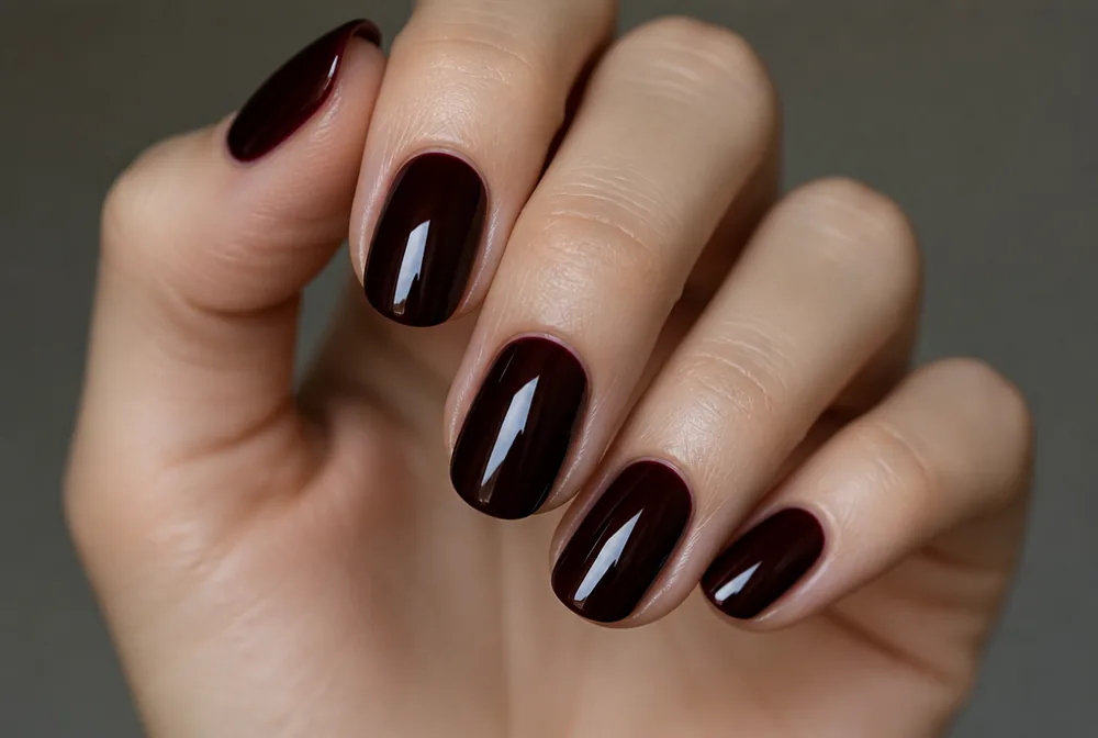 blackened cherry October nails