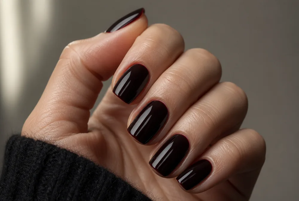 blackened cherry Valentines nails