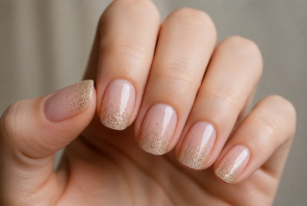 champagne glitter ombre birthday nails
