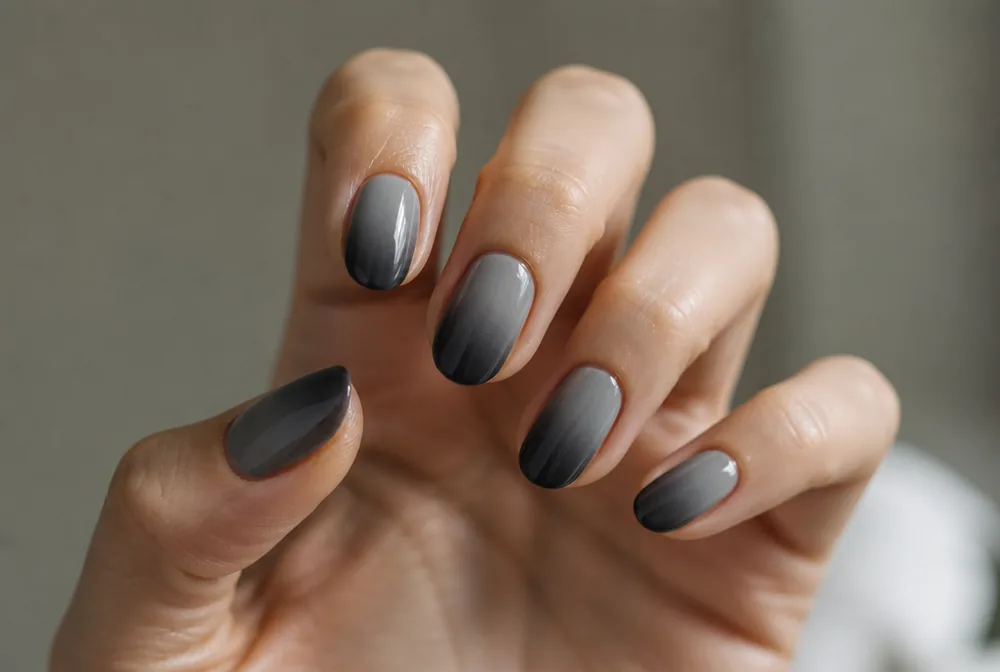 charcoal smoke January nails