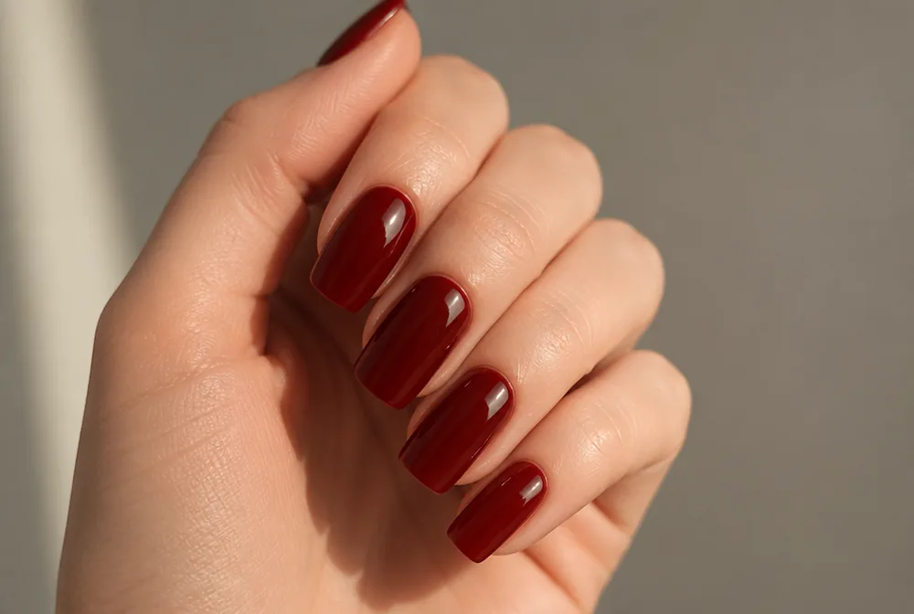 cherry coke jelly nails in deep translucent red brown