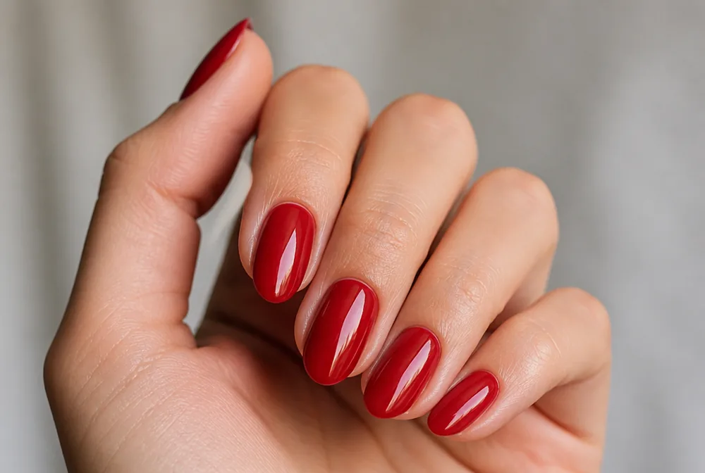 cherry red nails with a black dress - PolishedAndPrettyNails.com cherry red nails with a black dress