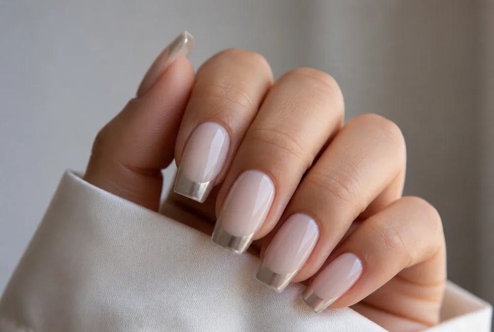 coffin nails with chrome tip detail