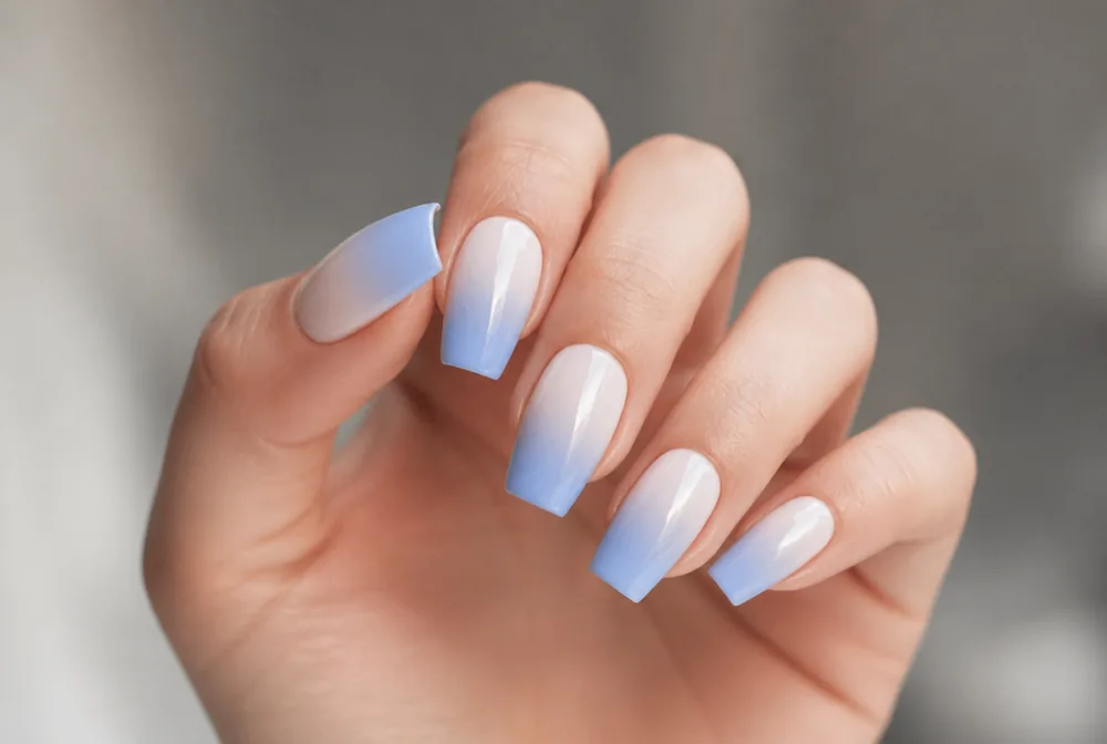 coffin ombre nails with gradient to the tip