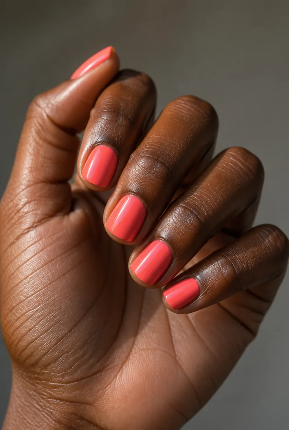 watermelon nail art on deep brown skin