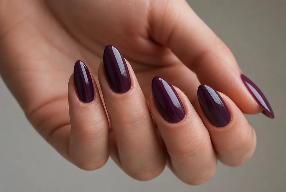 deep plum January nails