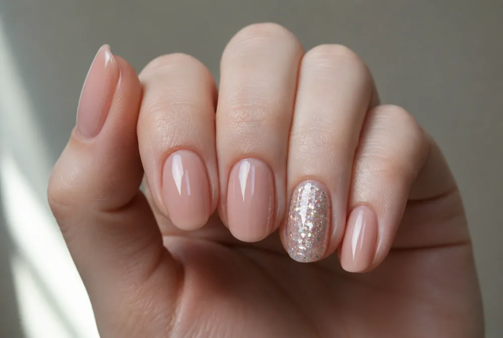 disco ball glitter accent nail for a birthday