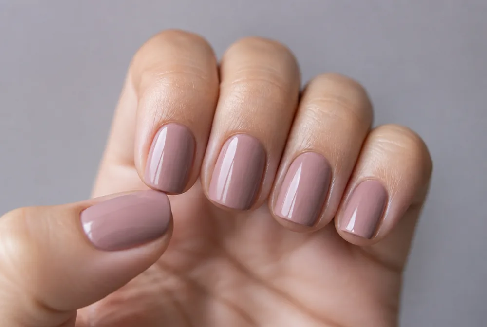 dusty rose Valentines nails