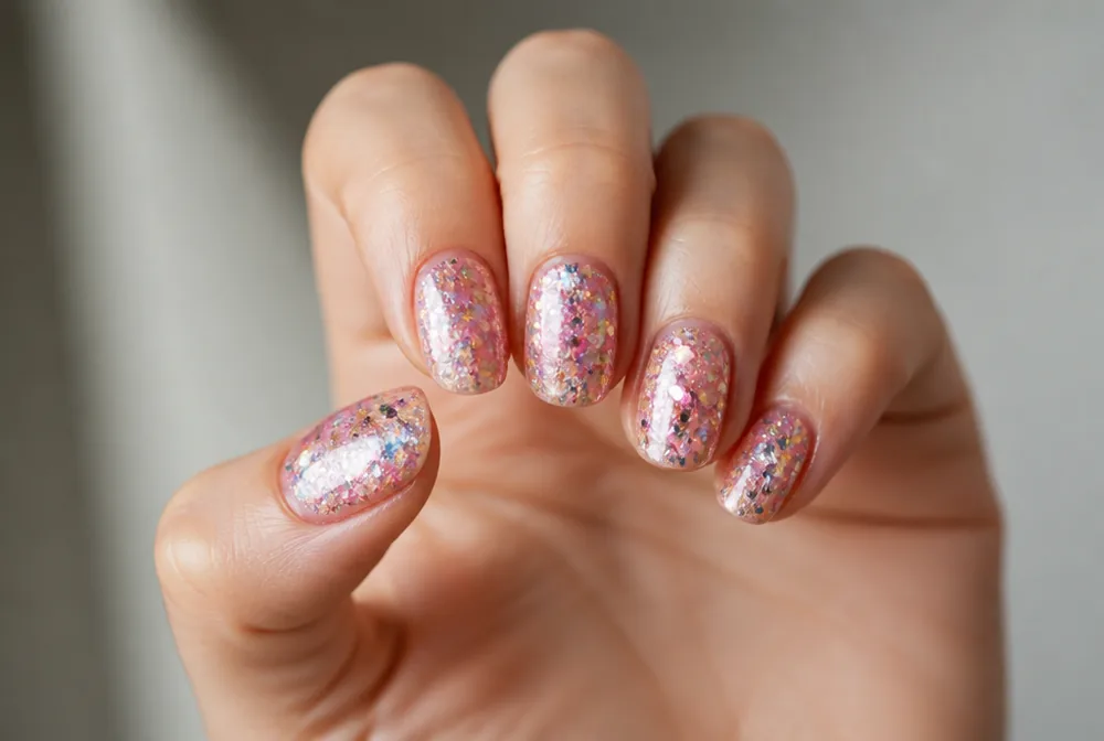 encapsulated glitter nails with smooth finish