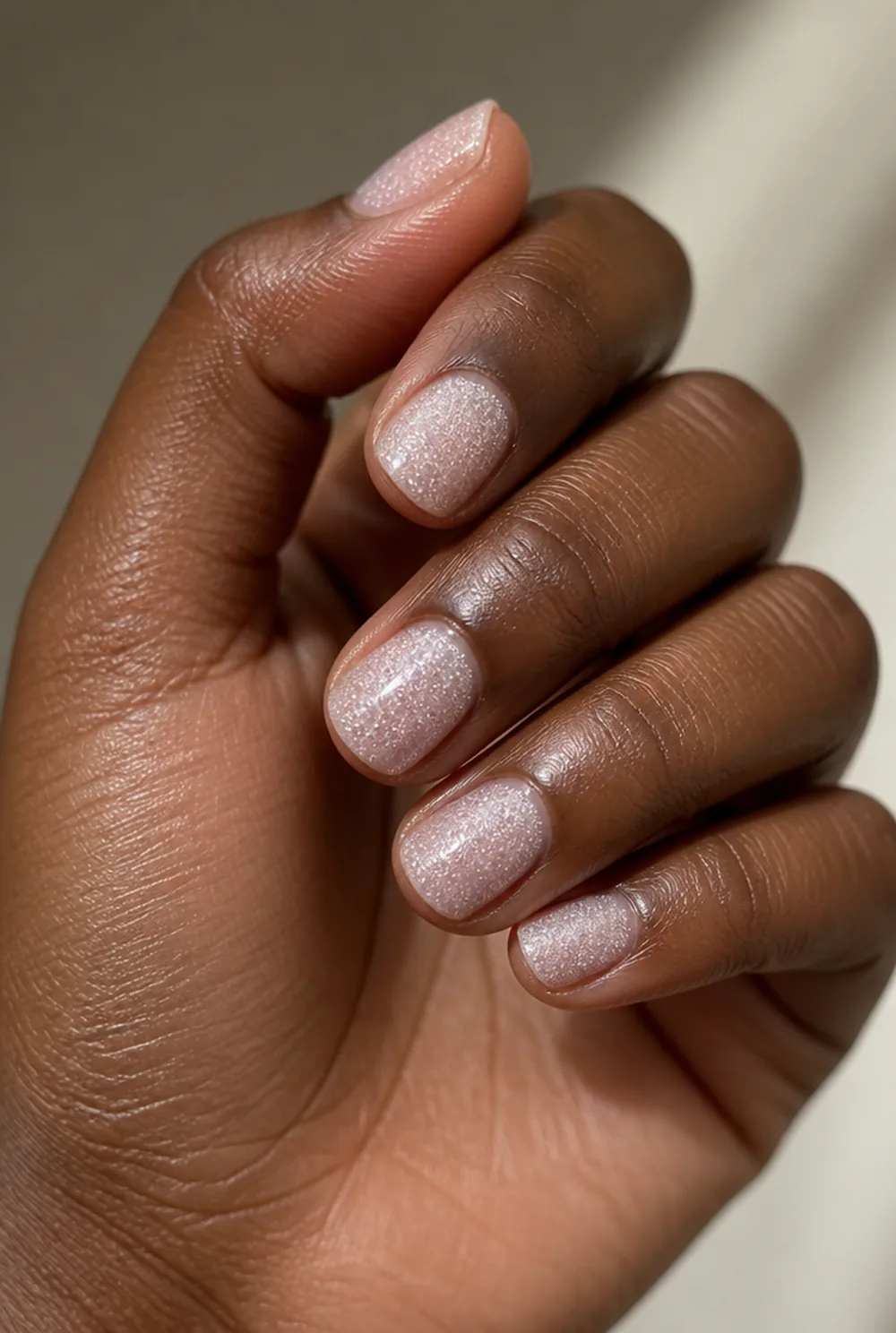 encapsulated sugar effect nail art on deep brown skin