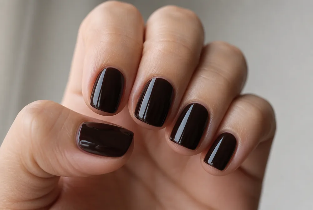 espresso brown January nails