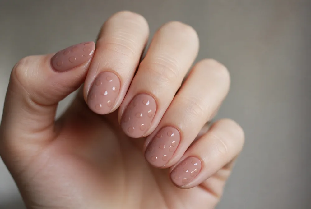 glossy dots over matte nails