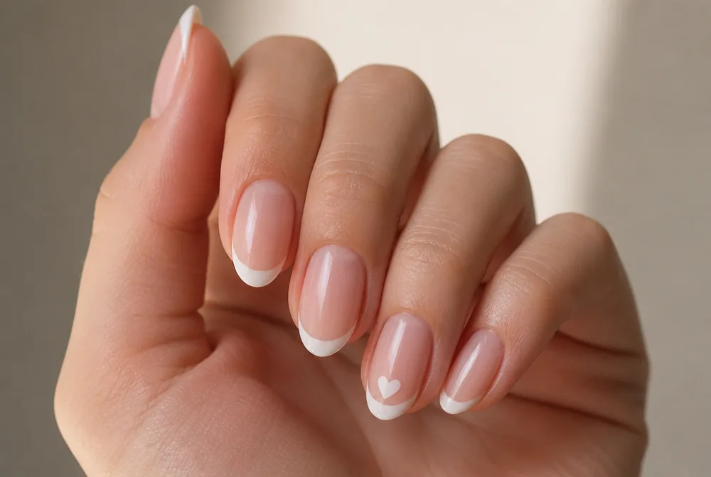 heart accent on a French tip for Valentines