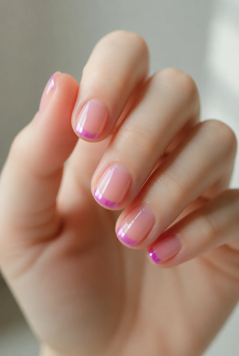 jelly tips only nail art on fair skin, short length