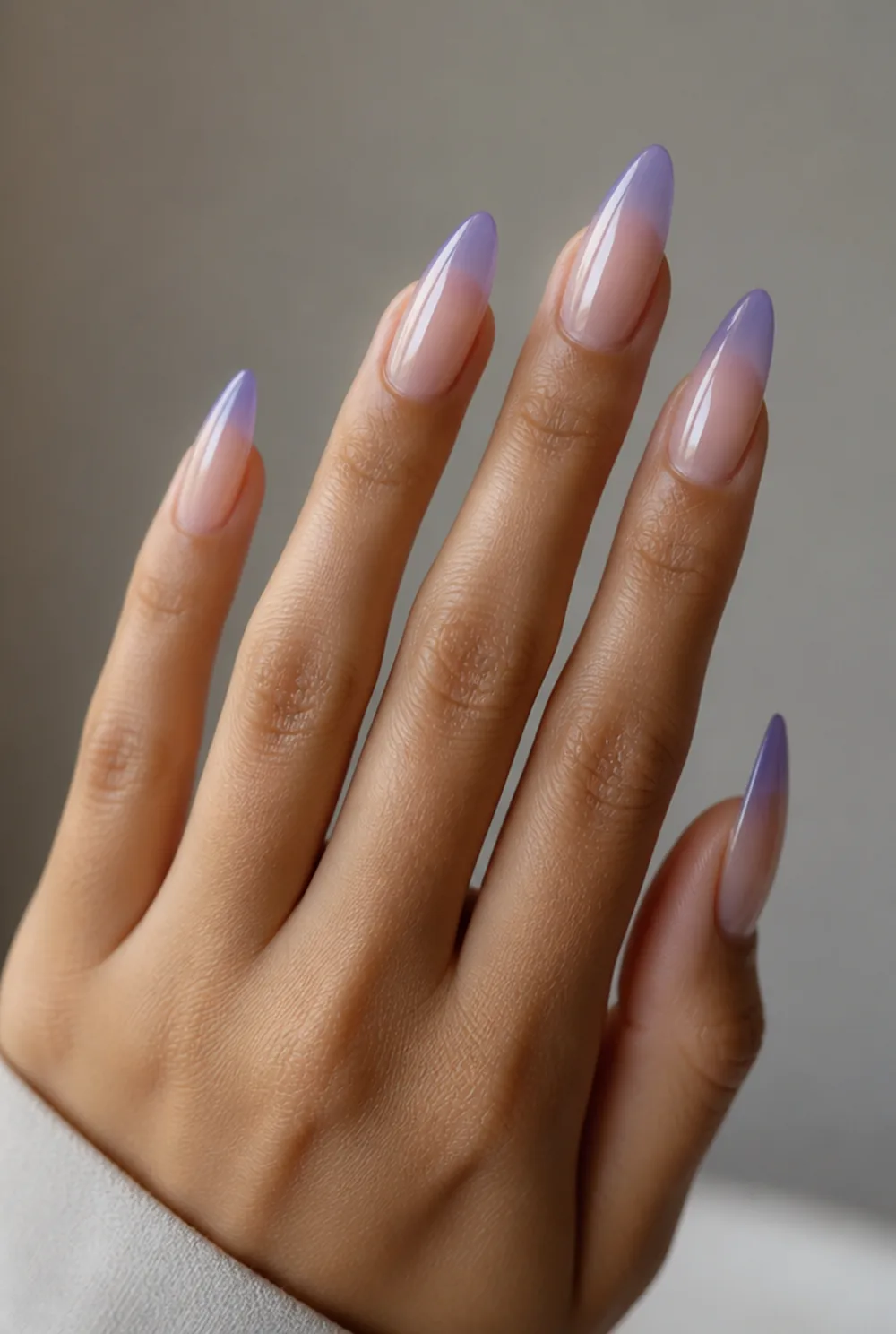 jelly ombre nail art on olive skin, long length