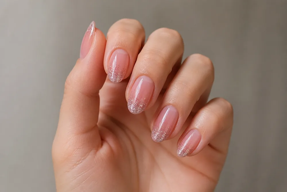 jelly nails with glitter tips