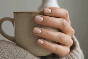 Milky Beige Latte Nails