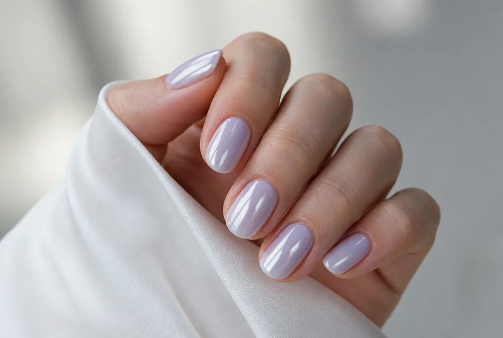 lavender glazed pearl nails