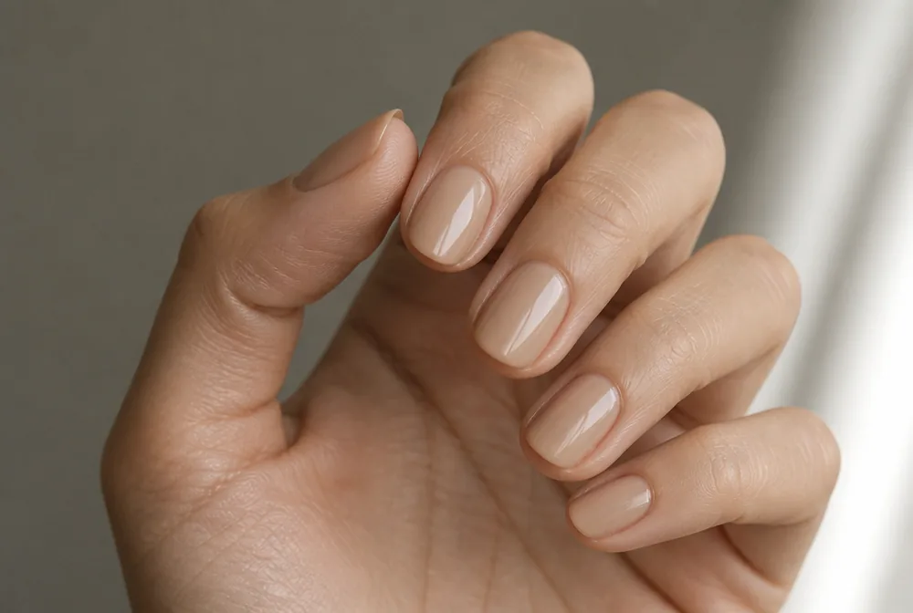 matched nude January nails