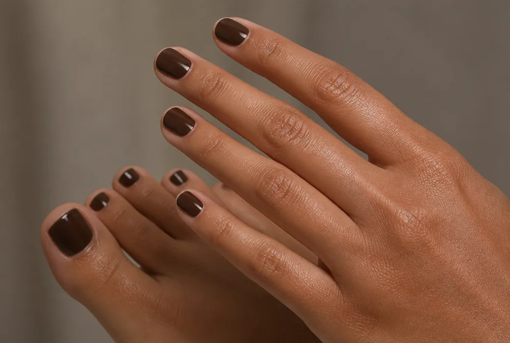 matching brown nails and pedicure - PolishedAndPrettyNails.com matching brown nails and pedicure