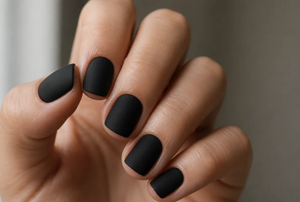 matte black squoval nails