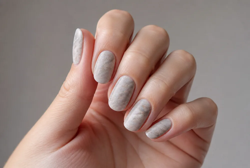 matte marble nails with flat finish