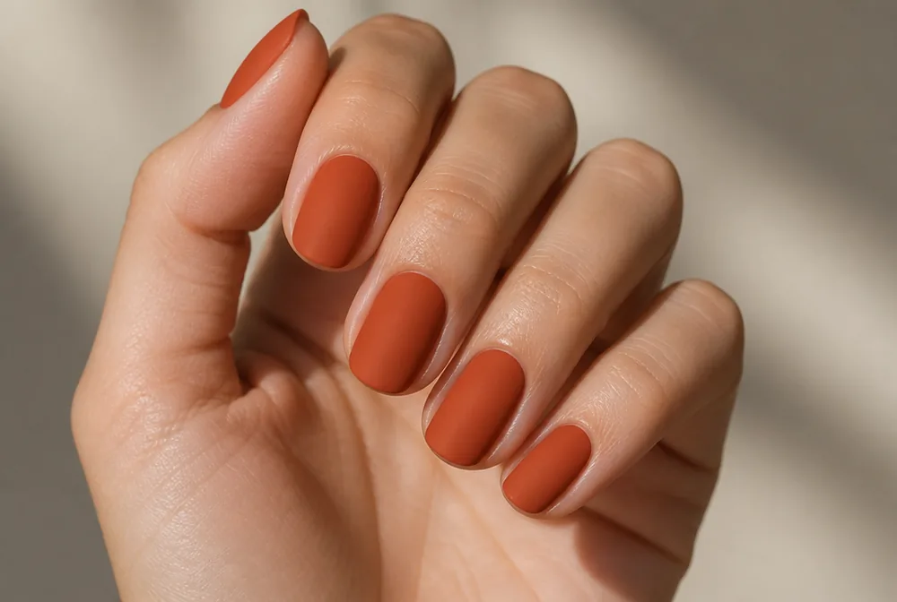 matte terracotta October nails