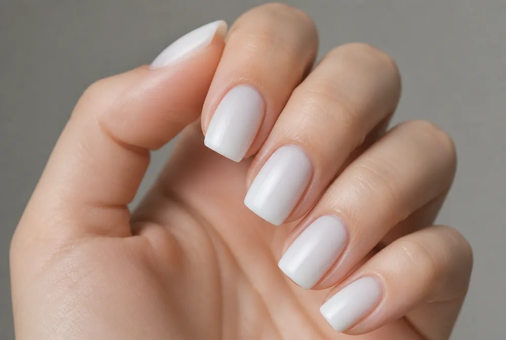 medium square milky white nails