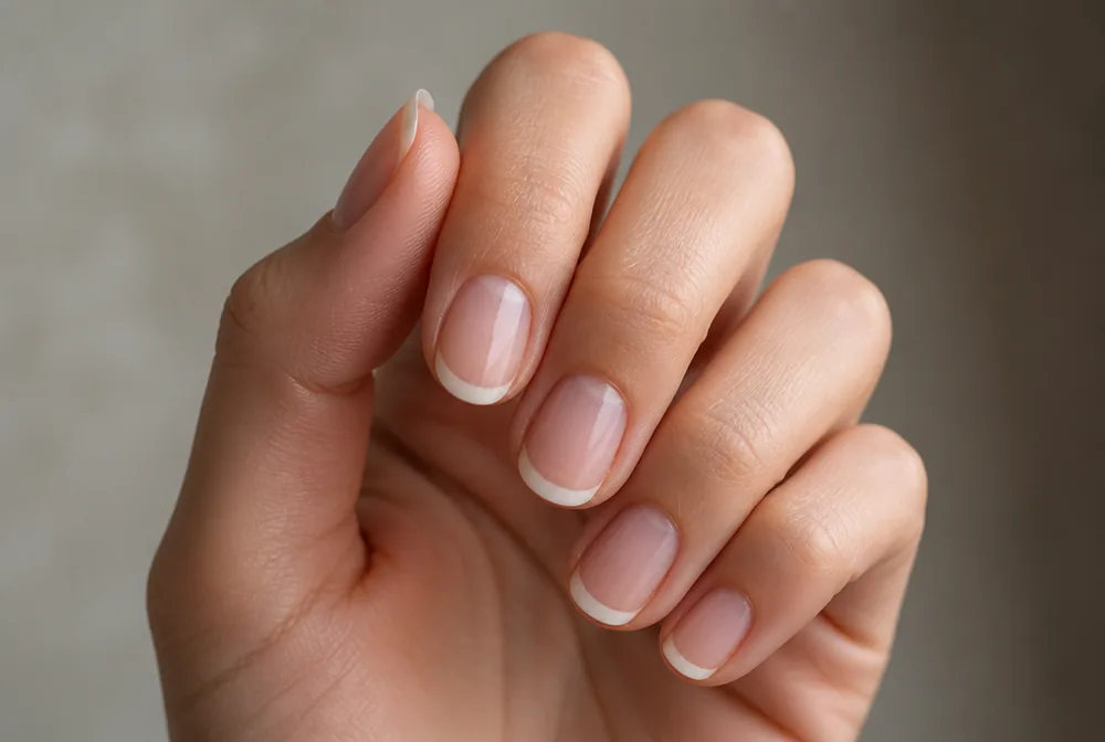 micro French wedding guest nails - PolishedAndPrettyNails.com micro French wedding guest nails