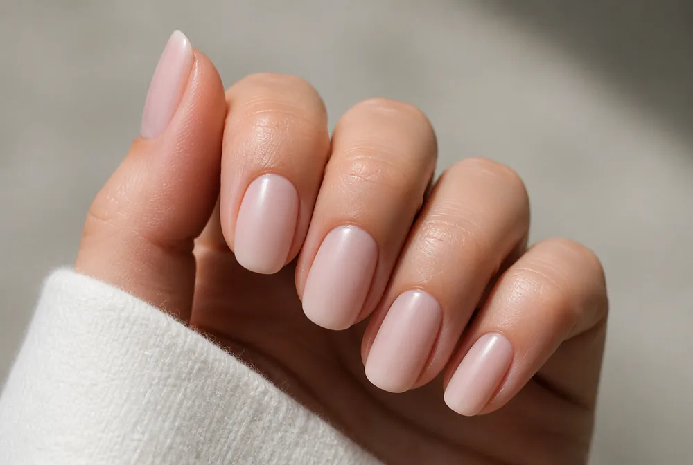 milky pink Valentines nails