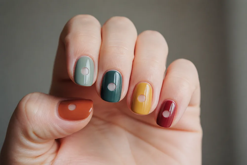 negative space dot nails with bare circles