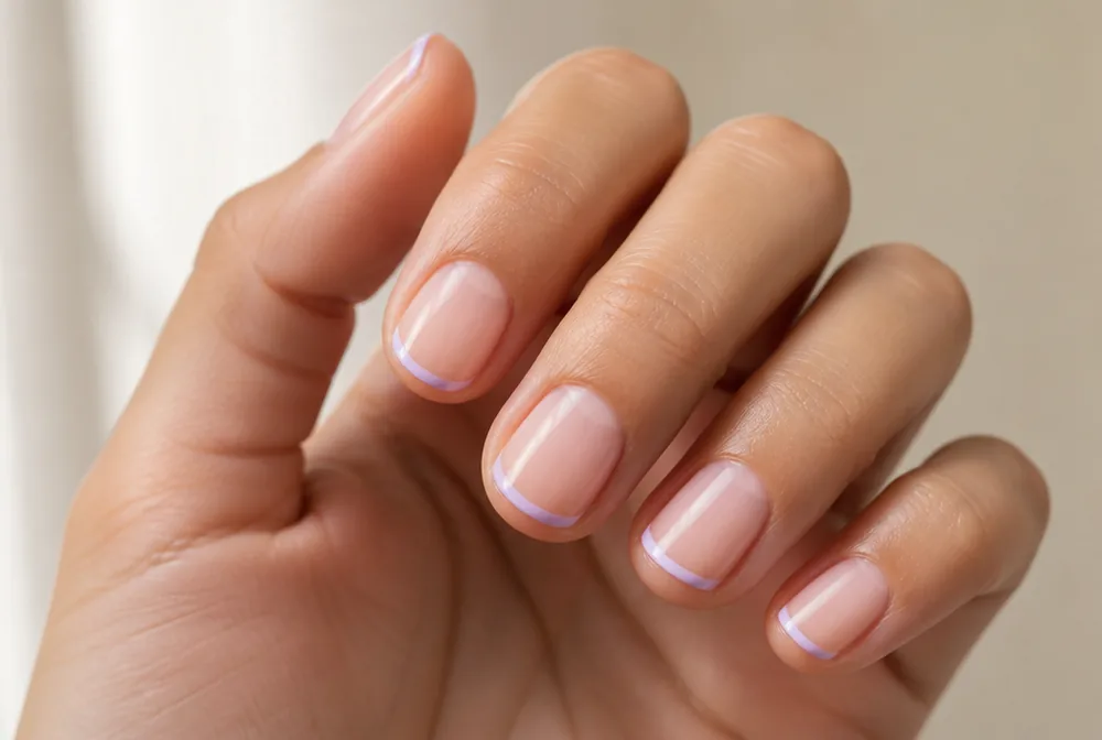 pastel micro French spring nails - PolishedAndPrettyNails.com pastel micro French spring nails