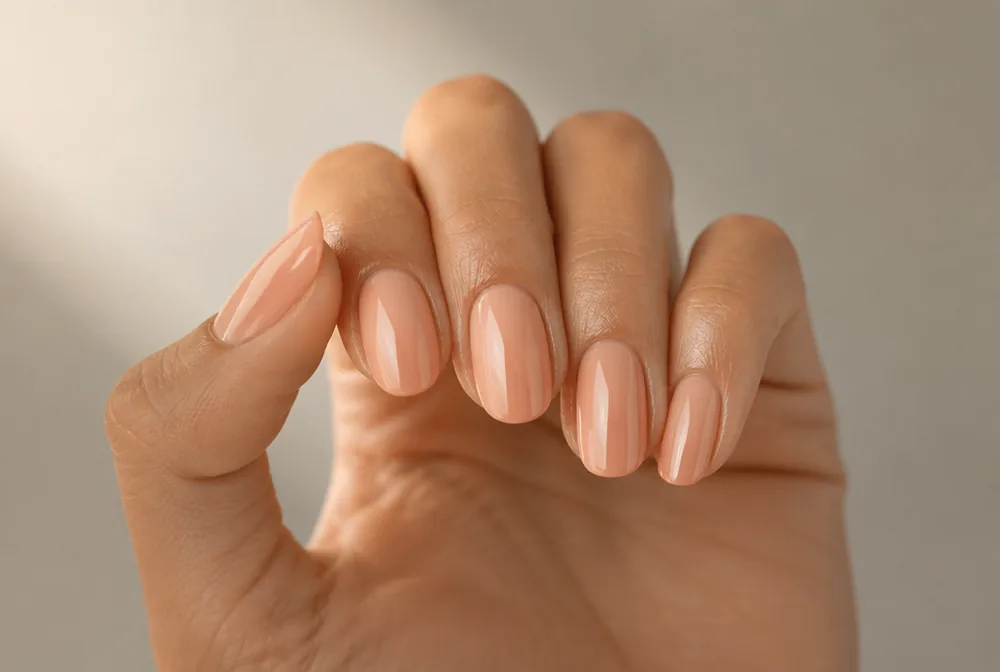 peach nude nails matched to skin tone