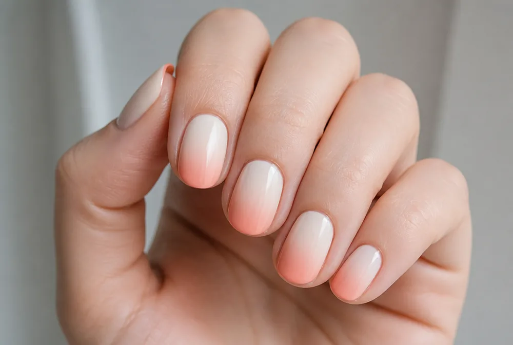 peach ombre nails fading cream to peach