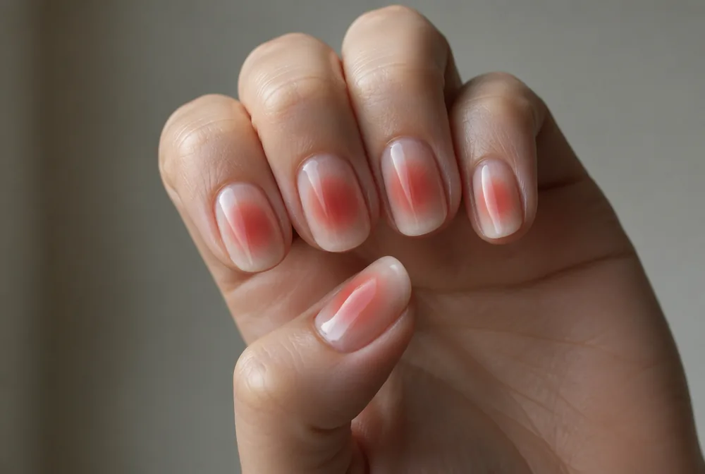 red aura nails with blurred centre glow - PolishedAndPrettyNails.com red aura nails with blurred center glow