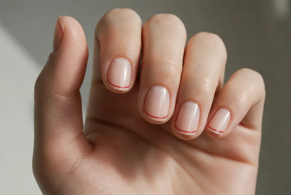 red micro French Valentines nails