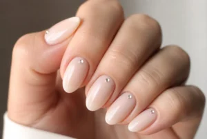 Rhinestone Studs on Milky Nude