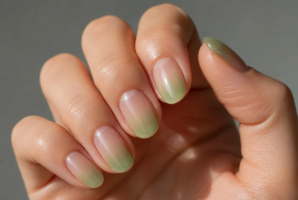 sheer emerald jelly nails with translucent green finish - PolishedAndPrettyNails.com sheer emerald jelly nails with translucent green finish