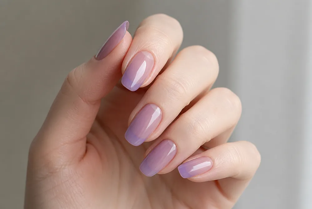 sheer lavender jelly nails