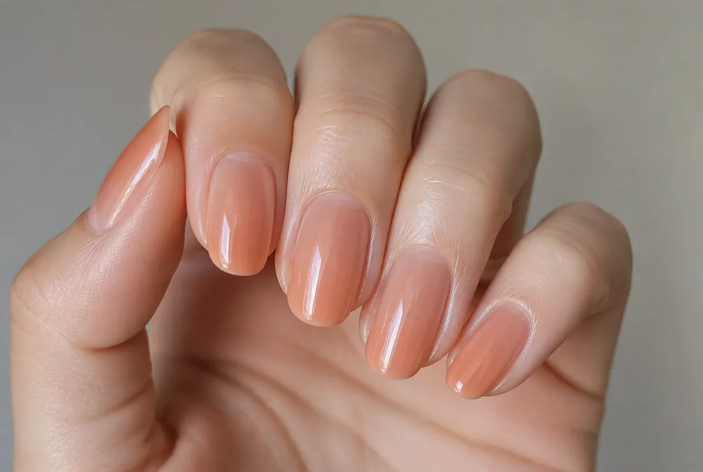 sheer peach jelly nails