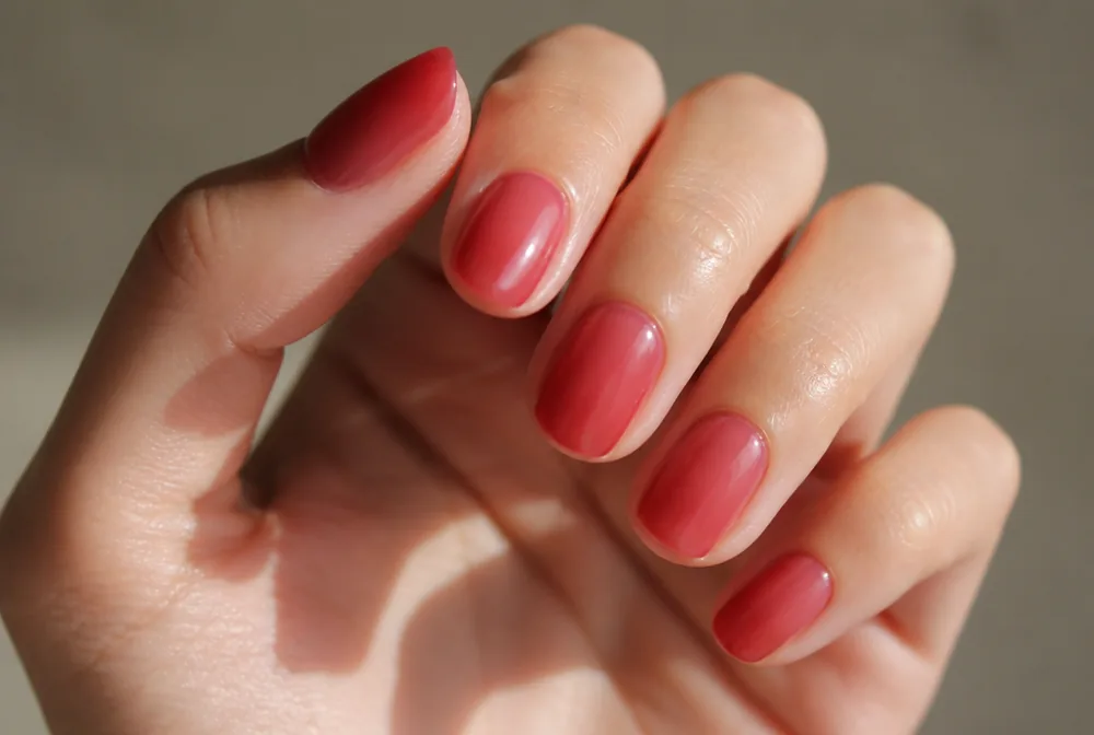 sheer red jelly nails with translucent finish - PolishedAndPrettyNails.com sheer red jelly nails with translucent finish