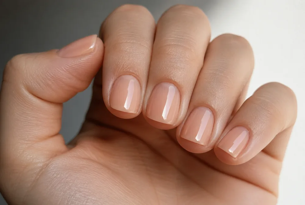 short peach squoval nails