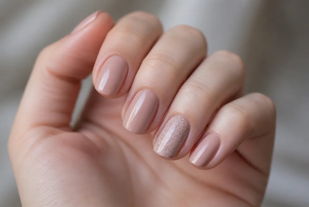 single stamped accent nail with plain nails