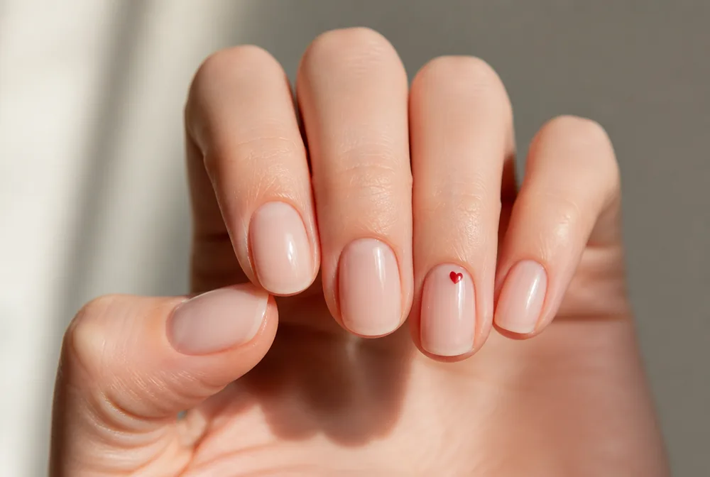single tiny heart accent nail for Valentines