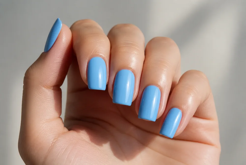 sky blue spring nails - PolishedAndPrettyNails.com sky blue spring nails