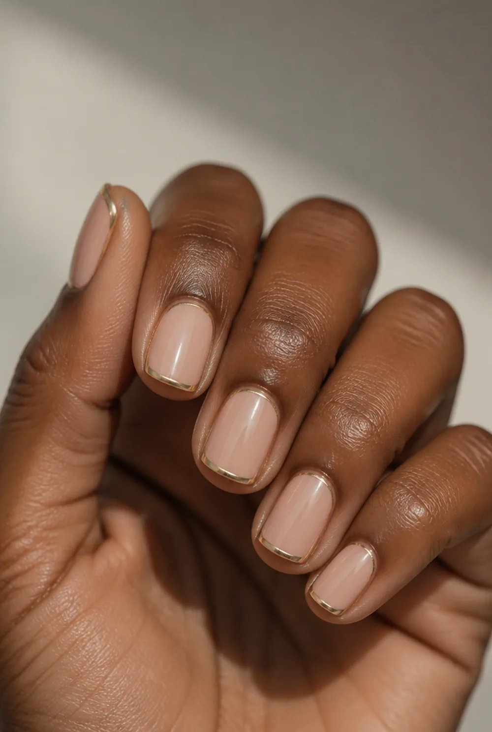 squoval with micro tip nail art on deep brown skin