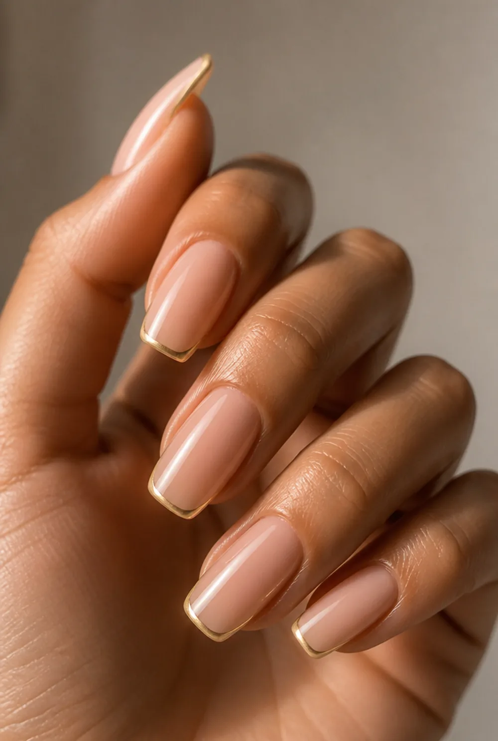 squoval with micro tip nail art on olive skin, long length