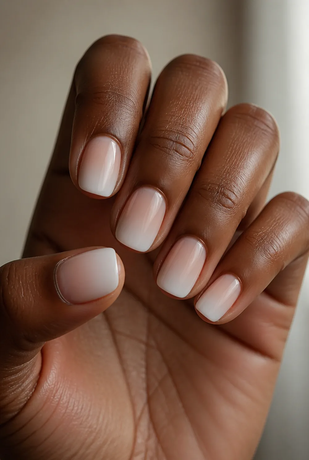 squoval ombre nail art on deep brown skin